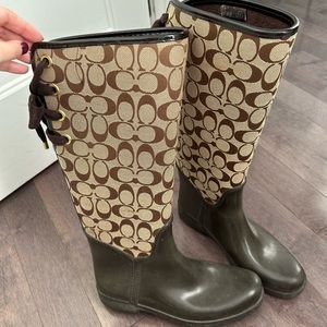 Chocolate brown coach rain boots